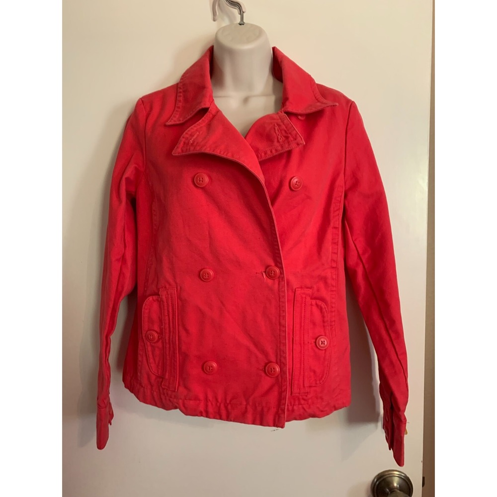 OLD NAVY Red Sz S double breasted Cotton canvas lined jacket with pockets